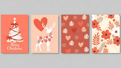 A collection of Christmas cards featuring illustrations of festive designs and patterns