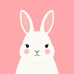 Fototapeta premium Bunny face with simple soft lines, bunny illustration, minimal cute identity