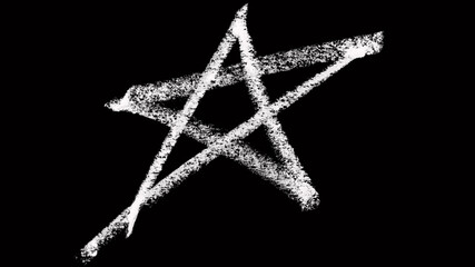 White Chalk Star Symbol on Black Background &ndash; Hand-Drawn Grunge Star Shape, Abstract Sketch Texture for Creative Design