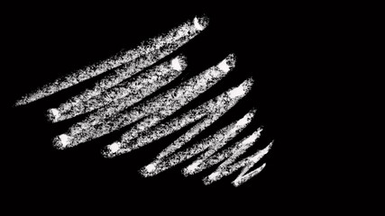 White Chalk Brush Strokes on Black Background &ndash; Abstract Hand-Drawn Texture Lines for Artistic Design and Creative Overlays