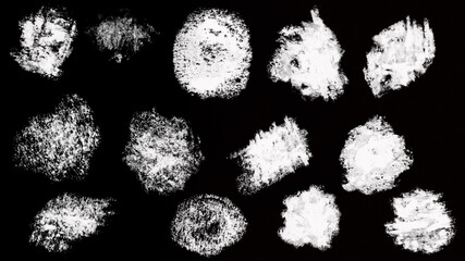 White Powder Explosion Set on Black Background &ndash; Abstract Dust Burst, Smoke Splash and Particle Texture Collection