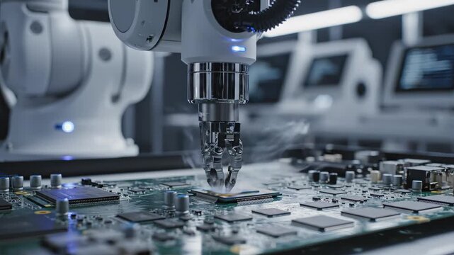 Robotic arm assembling electronic circuit board