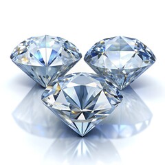 Three beautiful shiny diamonds isolated on white