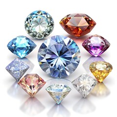 Fototapeta premium Luxury Shiny Diamonds on White Background 