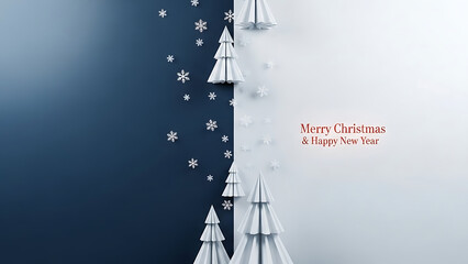 Winter landscape with Christmas trees and snowfall in a serene atmosphere