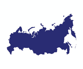 Obraz premium Map of Russia dark blue silhouette isolated on whit