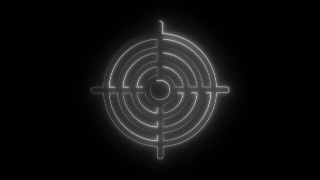 white neon target reticle on black background animation element optimized for futuristic HUD targeting and precision UI visuals