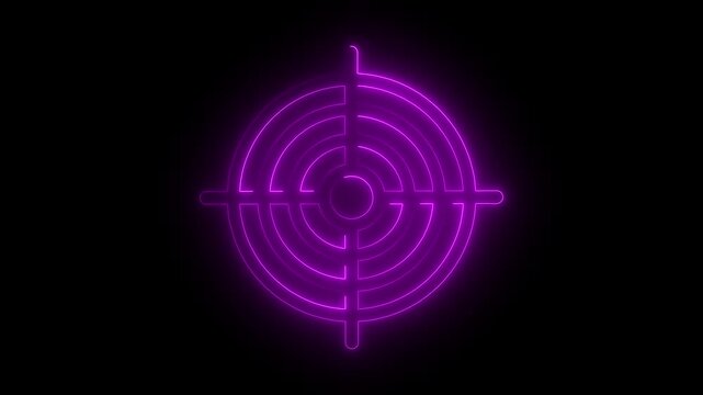 white neon target reticle on black background animation element optimized for futuristic HUD targeting and precision UI visuals