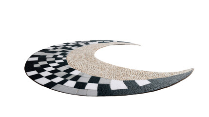 Abstract Decorative Carpet: An elegantly curved, abstract carpet design with a modern flair. The carpet features a unique interplay of shapes and textures.