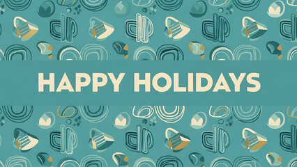 A vibrant holiday greeting card with festive patterns and decorations