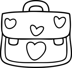 Hand-drawn cartoon school bag illustration for children going back to school.