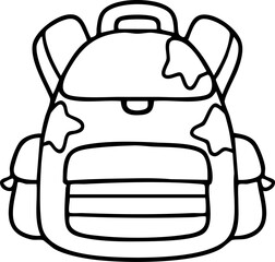 Hand-drawn cartoon school bag illustration for children going back to school.