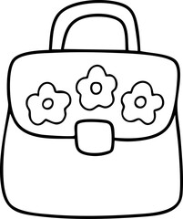 Hand-drawn cartoon school bag illustration for children going back to school.