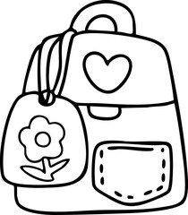 Hand-drawn cartoon school bag illustration for children going back to school.