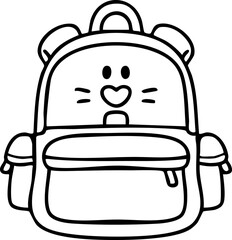 Hand-drawn cartoon school bag illustration for children going back to school.