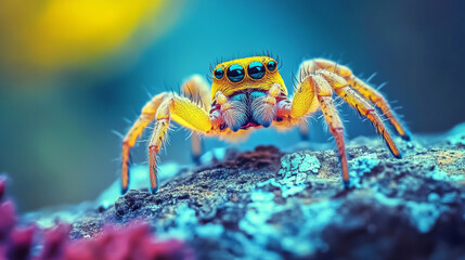 Jumping Spider Standing on Textured Bark