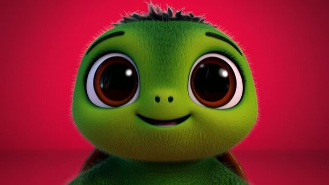 Adorable 3D baby turtle cartoon animation with soft colors and playful motion, perfect for kids content, nursery videos, and stock animation use.