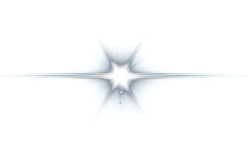Bright white star shining with radiant light isolated on transparent background