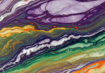 Multicolor abstract marble texture with fluid ink-like veins, artistic stone pattern, high-end contemporary background 