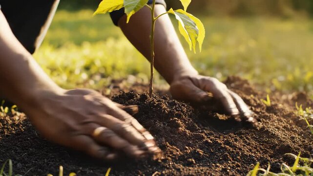 Person planting a tree