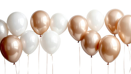 Balloons floating against a white background.