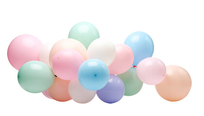 Balloons floating against a white background.