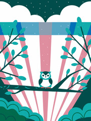 a-chibi-owl-perches-on-a-shimmering-branch-