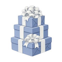 Stack of Blue Gift Boxes with White Bows.