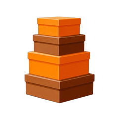 Stack of Boxes in Orange and Brown 1.