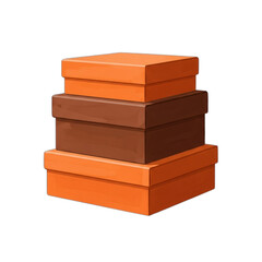 Stack of Boxes in Orange and Brown.