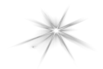 Bright white starburst with radiating lines on white background isolated on transparent background
