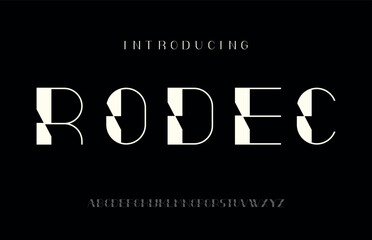 Rodec - Modern Geometric Rounded Tech Font, With Black and White Backgrounded, Creative Cuts Font, Vector Illustration, 