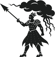 Warrior wielding spear and shield