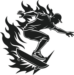 Skateboarder performing a bold trick