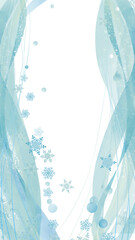 水彩風 冬と雪の流れるイメージ2(16:9)縦 Winter Series:Watercolor style image of winter and snow flowing
