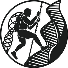 Climber ascending dna helix