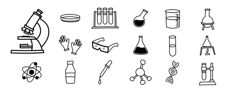 chemistry element doodle icon hand drawing sketch science laboratory