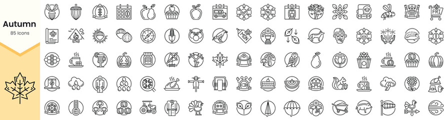 Set of autumn icons. Simple line art style icons pack. Vector illustration © TriMaker Pro