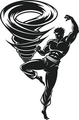 Superhero performing a tornado kick