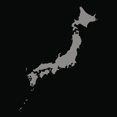Map of Japan gray silhouette on black background si