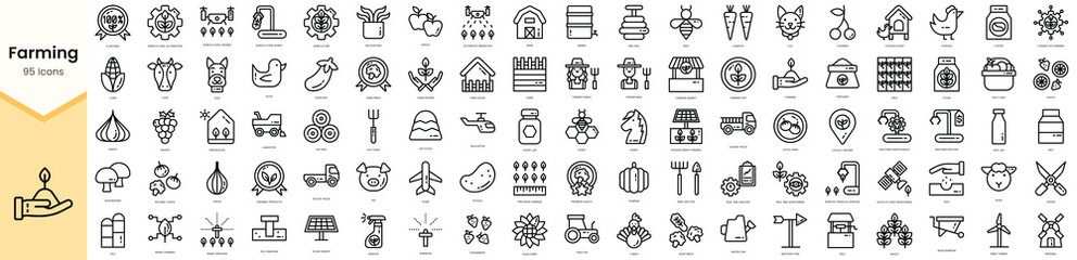 Set of farm icons icons. Simple line art style icons pack. Vector illustration © TriMaker Pro