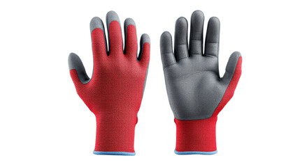 Obraz premium Red and Grey Work Gloves with Textured Grip isolated on white background