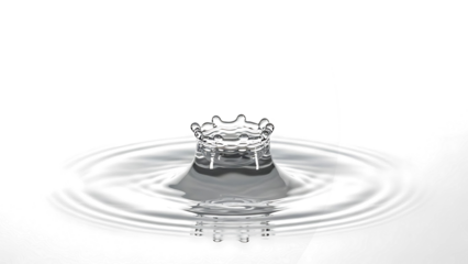 A mesmerizing high-speed photograph capturing a liquid drop splash coronet effect isolated on transparent background