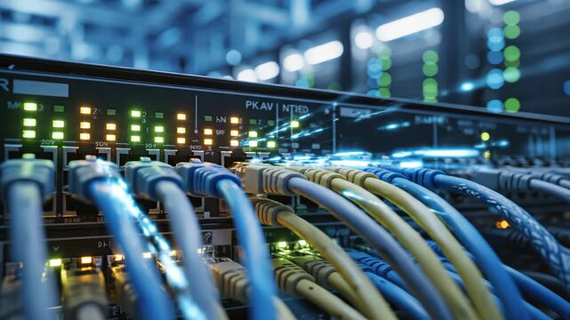 Network server with cables and lights