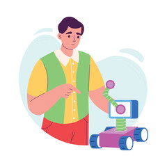 Fototapeta premium Video Recording flat vector character concept illustration. 