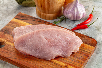 Raw turkey breast fillet steak