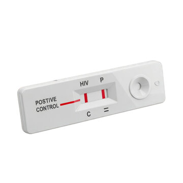 Positive covid 19 rapid antigen test kit isolated on transparent background