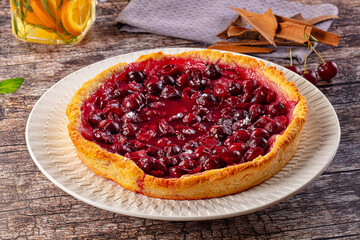 Tasty homemade pie with cherry