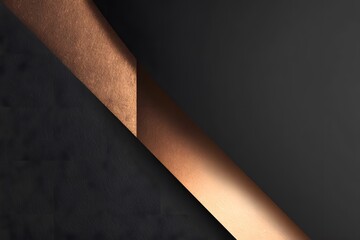 A diagonal copper strip intersects a dark textured background in a minimalist abstract composition.