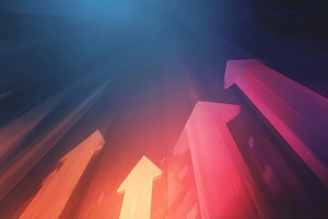 Several glowing arrows rise upward in a dark, abstract space.